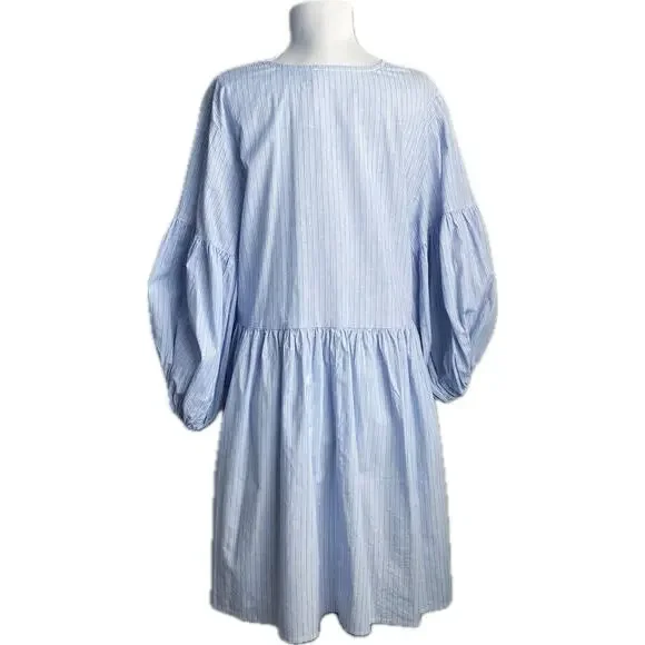 NEW ANTHROPOLOGIE AMADI Ambra Shirt Dress Striped‎ Oversized Long Puff Sleeves M - Picture 4 of 9
